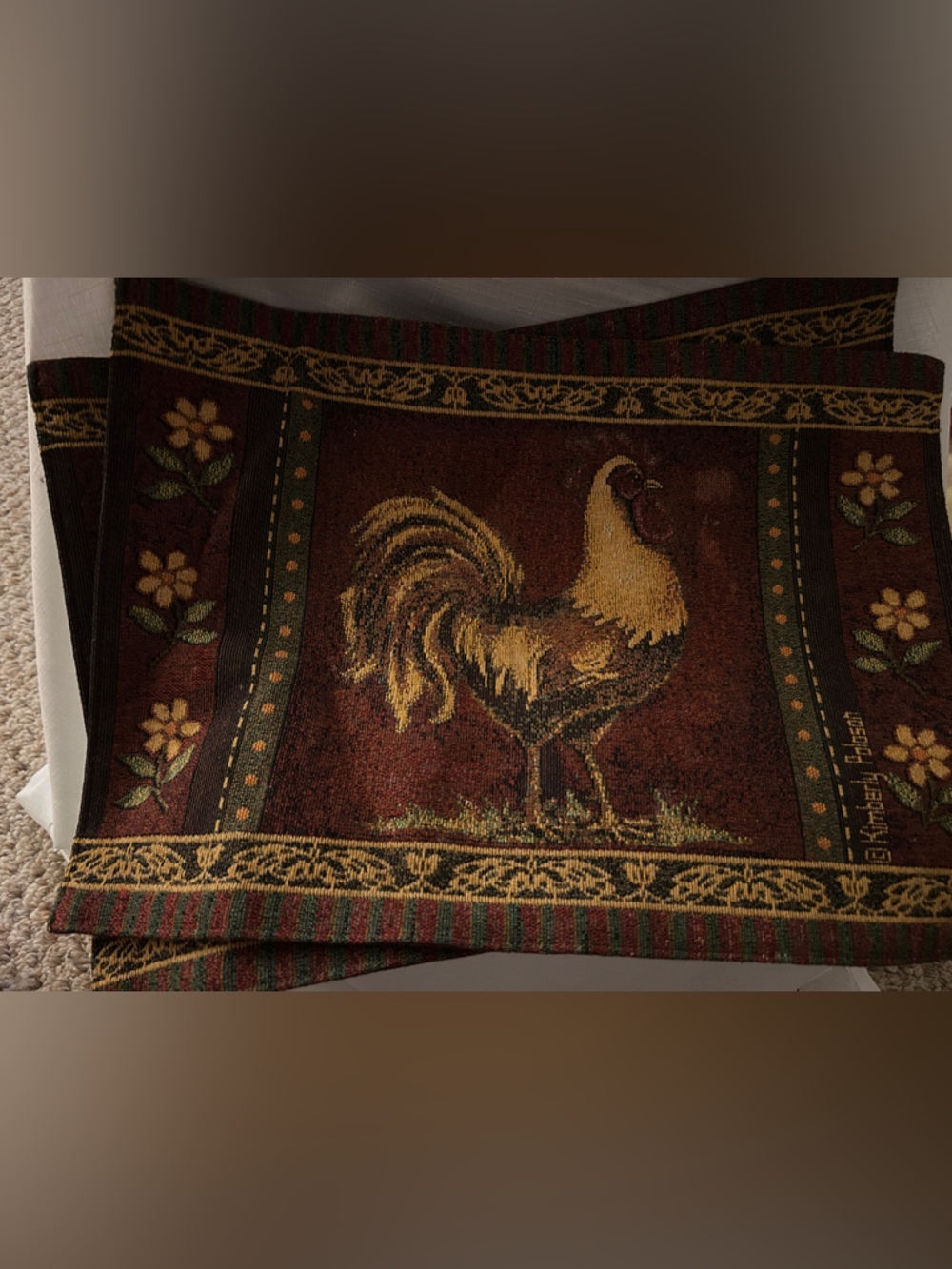Rooster Tapestry Placemats - Rustic Farmhouse Décor set of 2
